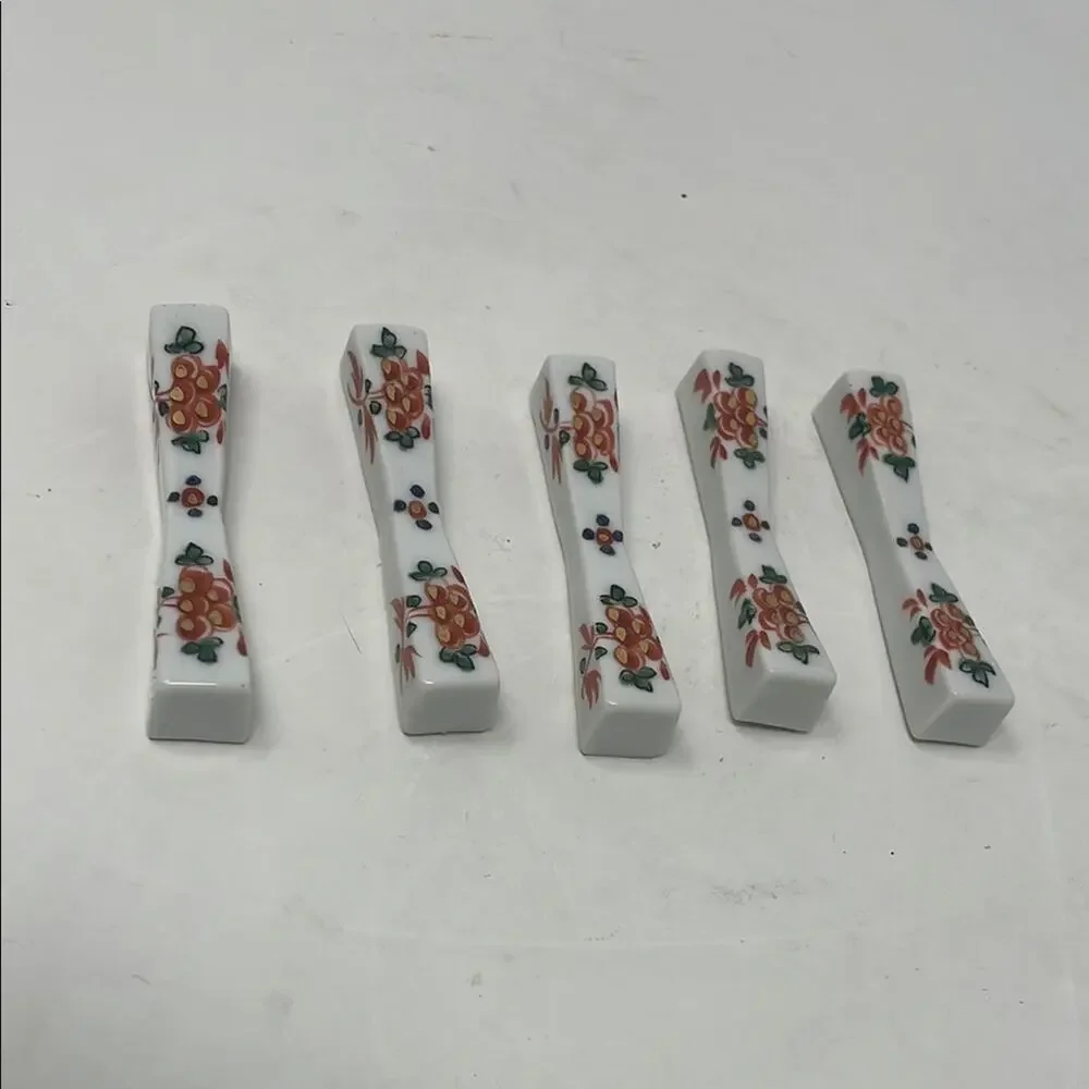 New! Vintage 5pc Set Japanese Hand painted Porcelain Chopstick Rest